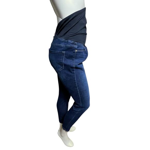 Isabel Maternity Skinny Jeans Size 2/26R Dark Wash Over-Belly Panel Fair Trade - Picture 4 of 16
